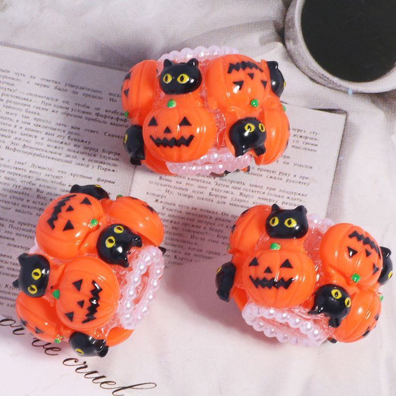 Wholesale 5pcs/pack  pumpkin diamond ball straight hole beads DIY accessories